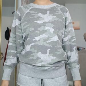 Aerie Gray Camo Crew Neck Sweater